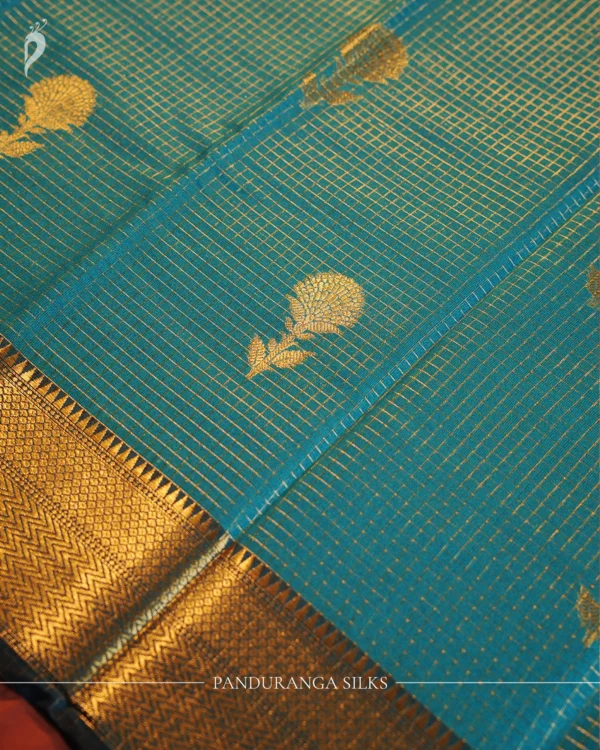 Peacock Blue Fancy Silk Saree with Premium Zari Border