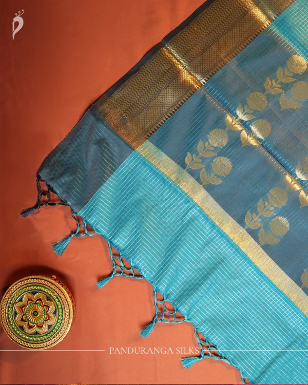 Peacock Blue Fancy Silk Saree with Premium Zari Border