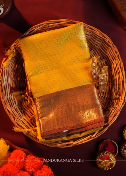 Yellow Fancy Silk Saree with Rich Zari Border for Women