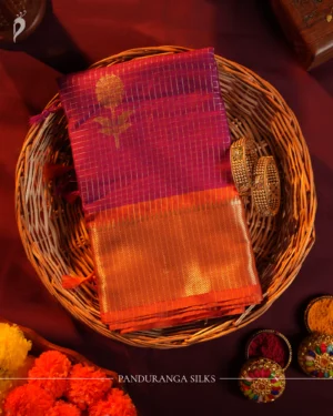 Magenta Fancy Silk Saree with Elegant Golden Zari Border