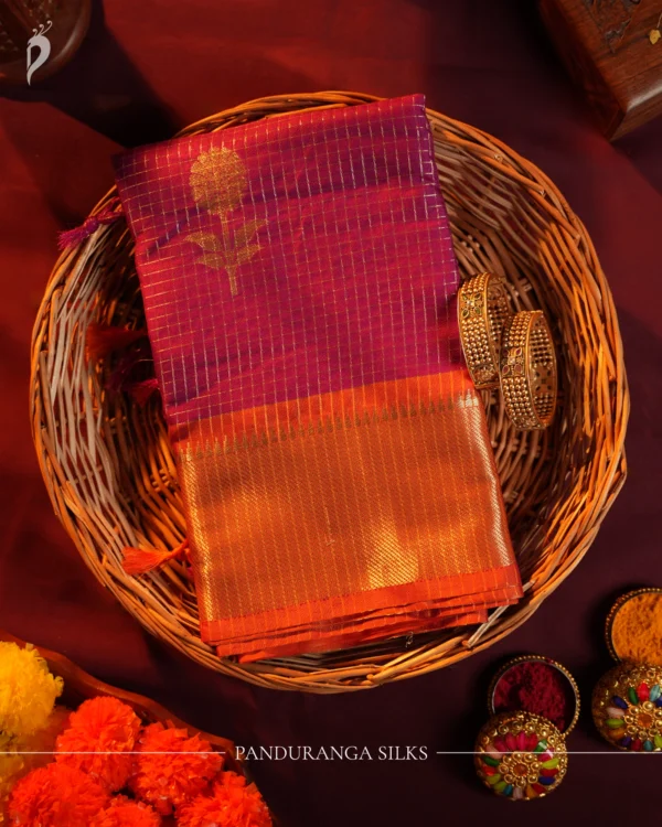 Magenta Fancy Silk Saree with Elegant Golden Zari Border Magenta Fancy Silk Saree with Elegant Golden Zari Border