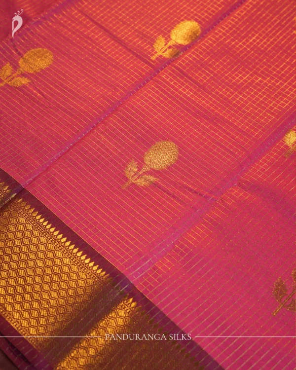 PSFS08.2 Magenta Fancy Silk Saree with Elegant Golden Zari Border