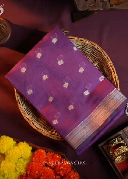 Purple Soft Cotton Saree with Traditional Zari Border for Women