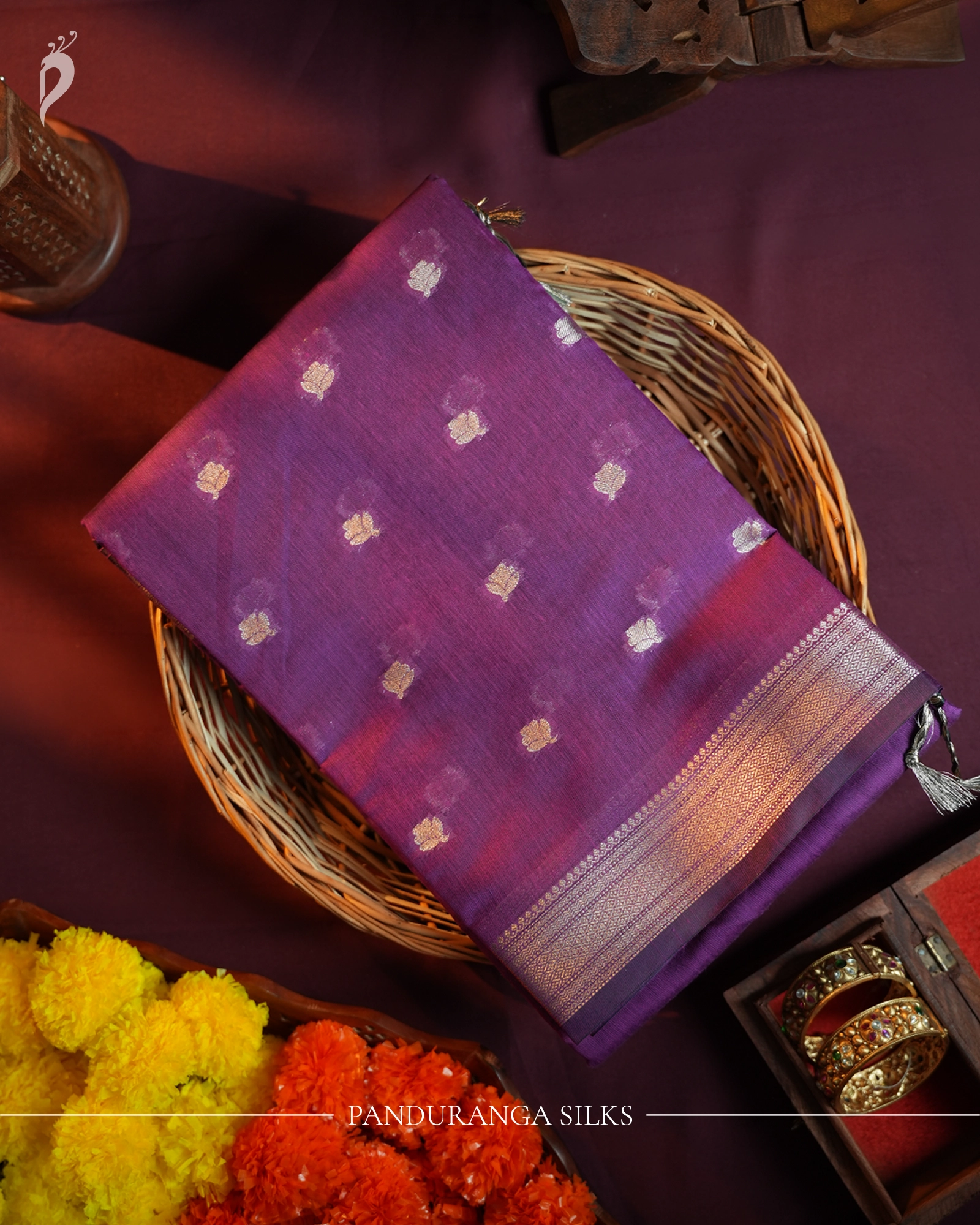 Purple Soft Cotton Saree with Traditional Zari Border for Women