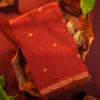 PSSC14.1 Brick Red Soft Cotton Saree with Elegant Zari Border Women