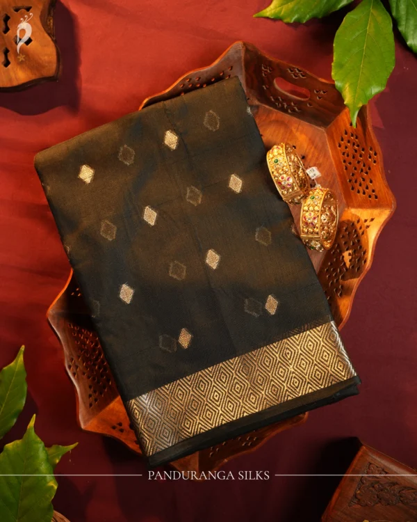 PSSC15.1 Black Soft Cotton Saree with Premium Woven Zari Border Women