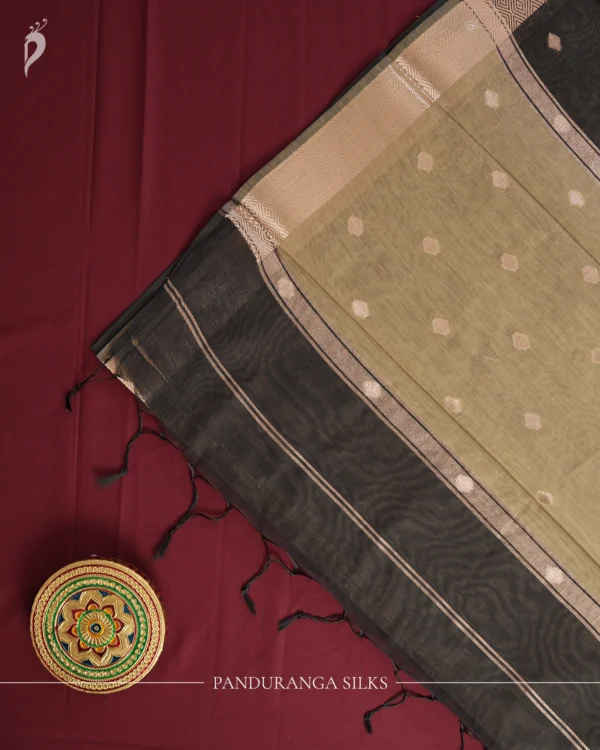 PSSC15.3 Black Soft Cotton Saree with Premium Woven Zari Border Women
