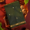 Bottle Green Soft Cotton Saree with Rich Zari Border for Women
