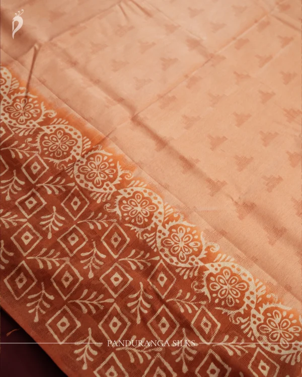 PSTS01.2 Beige Tussar Silk Saree with Printed Border and Rich Pallu