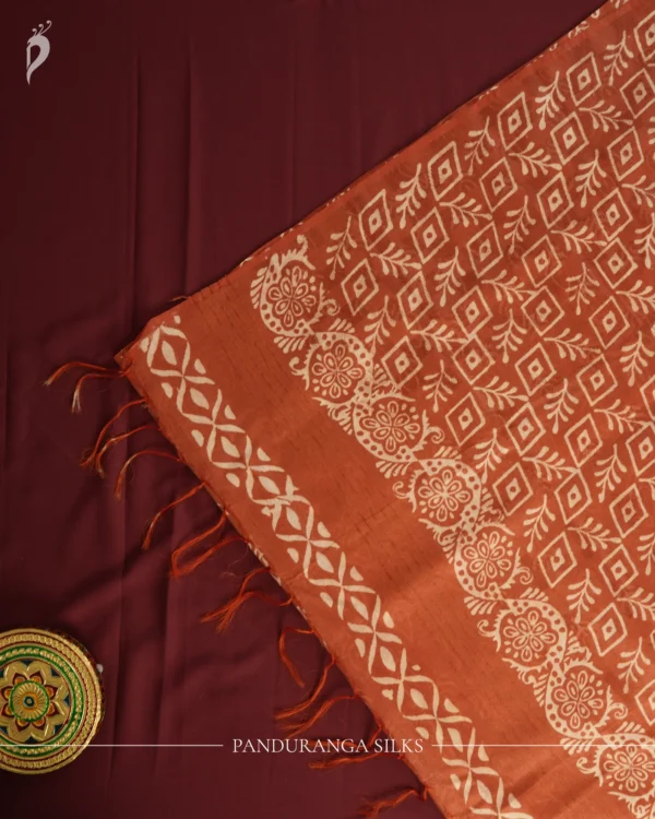 PSTS01.3 Beige Tussar Silk Saree with Printed Border and Rich Pallu