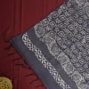Ivory Navy Blue Tussar Silk Saree with Printed Designer Pallu