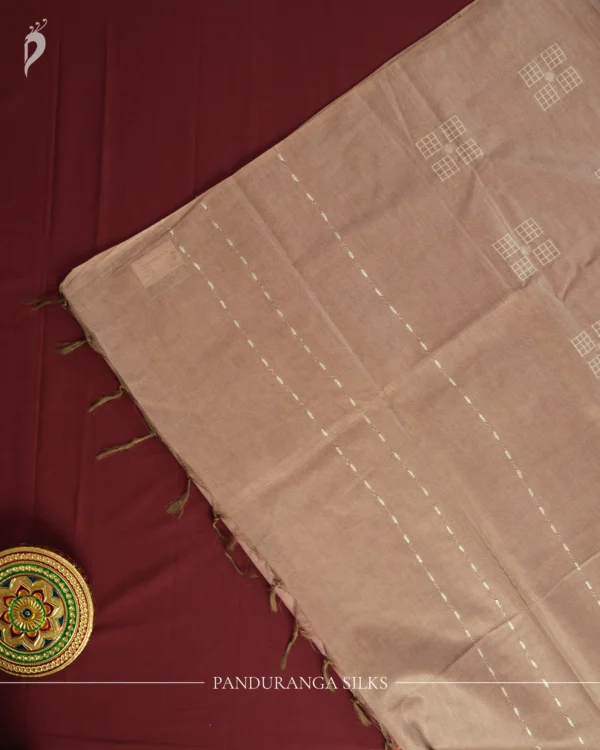 PSTS04.3 Pink Tussar Silk Saree with Silver Border and Elegant Design26