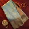PSTS05.1 Sky Blue Tussar Silk Saree with Silver Border for Women26
