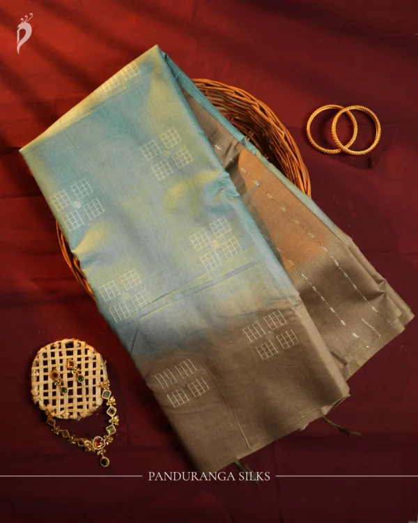 PSTS05.1 Sky Blue Tussar Silk Saree with Silver Border for Women26